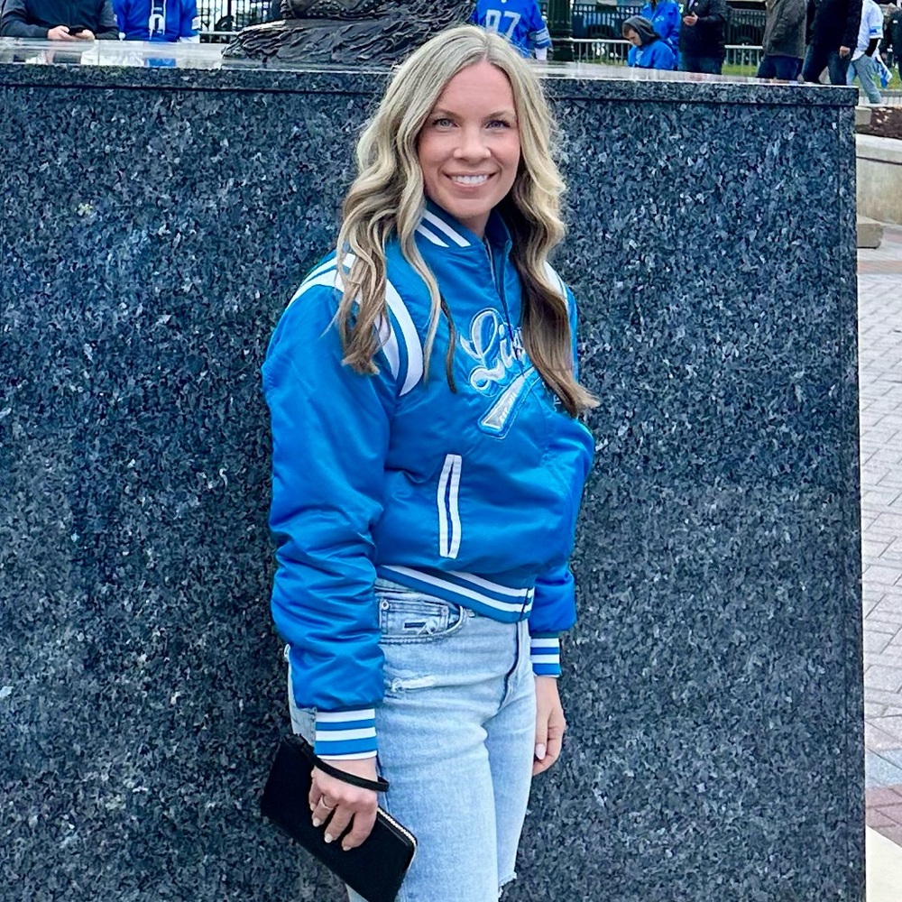 Lions Blue Satin Bomber Jacket - Picture 5 of 5